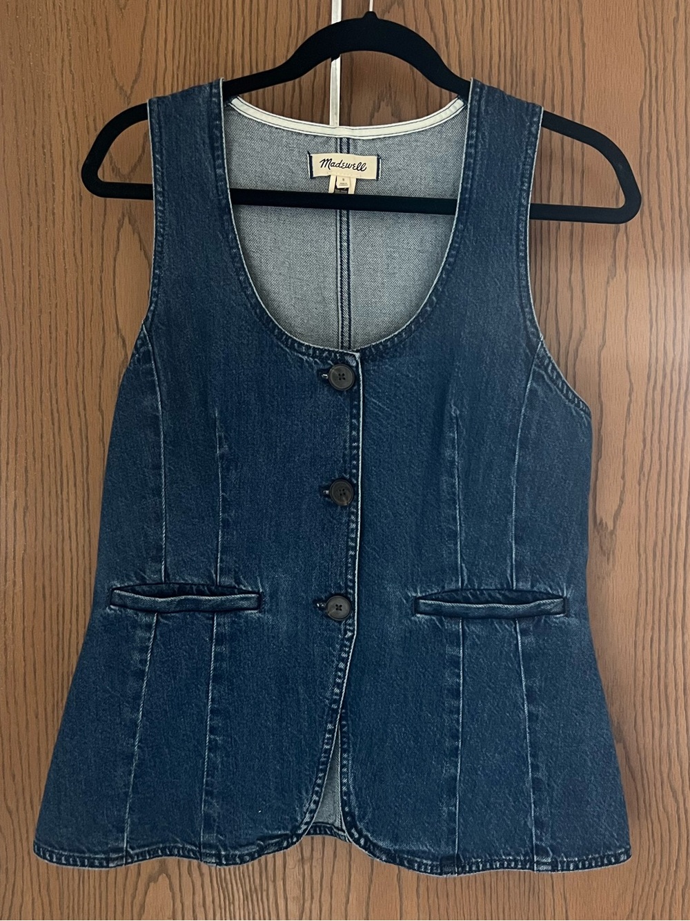 Madewell Dark Blue Denim Button Front Vest